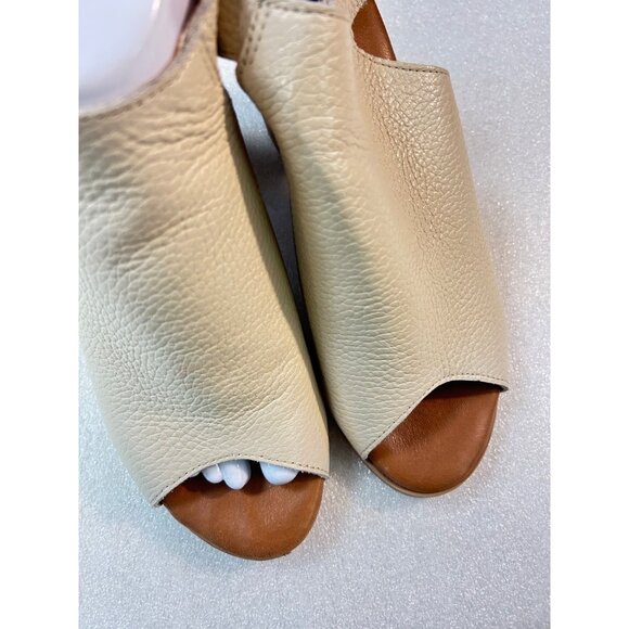 L'ARTIGIANO LUCCHESE Women's Leather Shoe Peep Slingback Sandal Heel Cream 6.5 - Picture 5 of 6